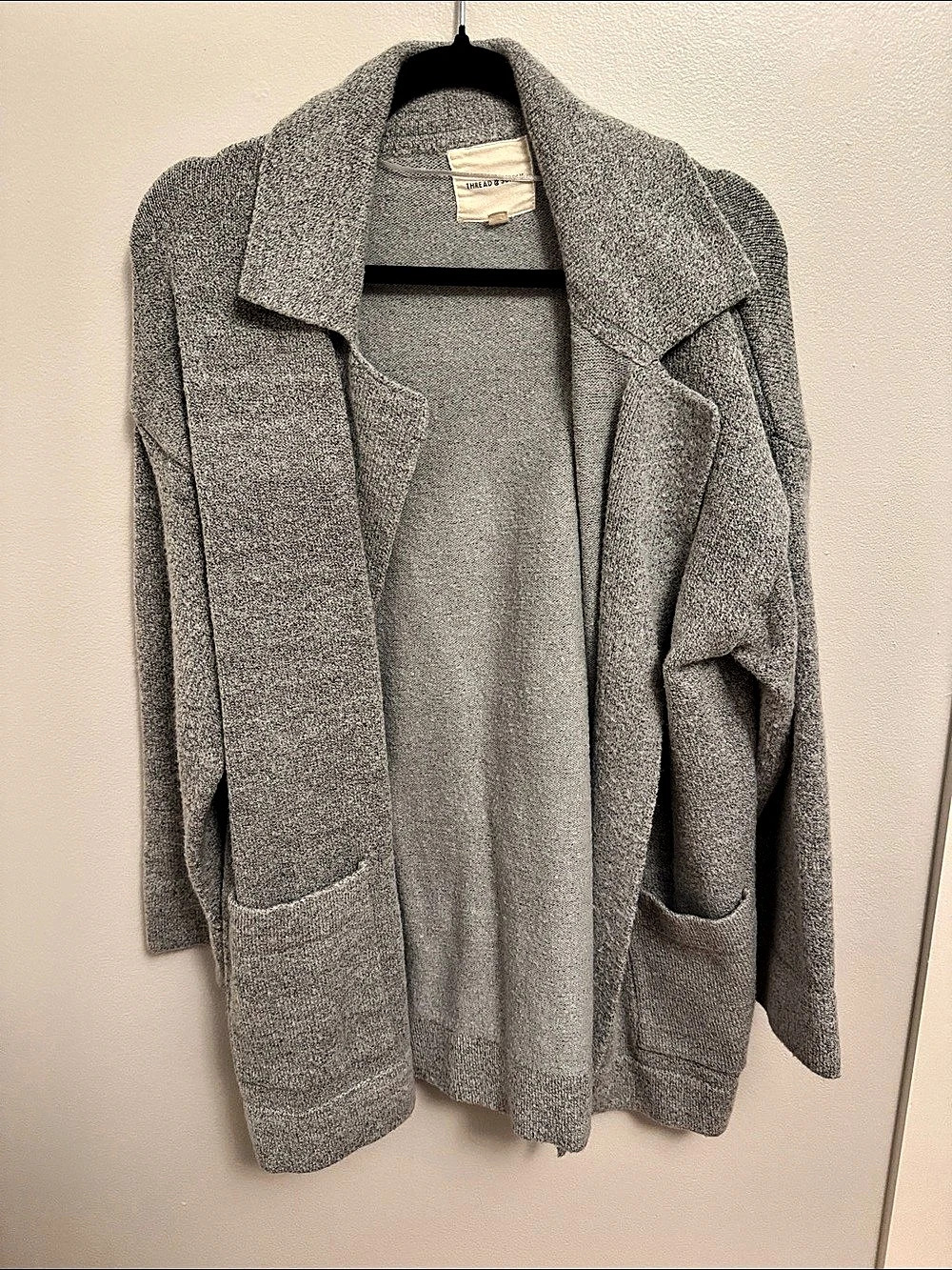 Thread & SUPPLY Open Front Gray Knit Blazer Like New